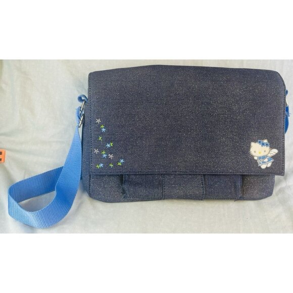 Hello Kitty Angel Vintage Y2K Glitter Denim Cross Body Messenger Bag Sanrio Orig - Picture 1 of 12